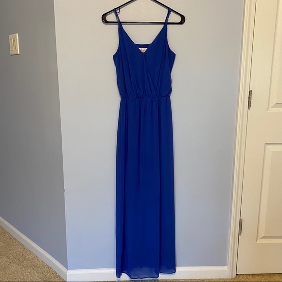 Rory Beca Adjustable Royal Blue Spaghetti Strap Maxi Dress - Size: Small - Picture 1 of 10